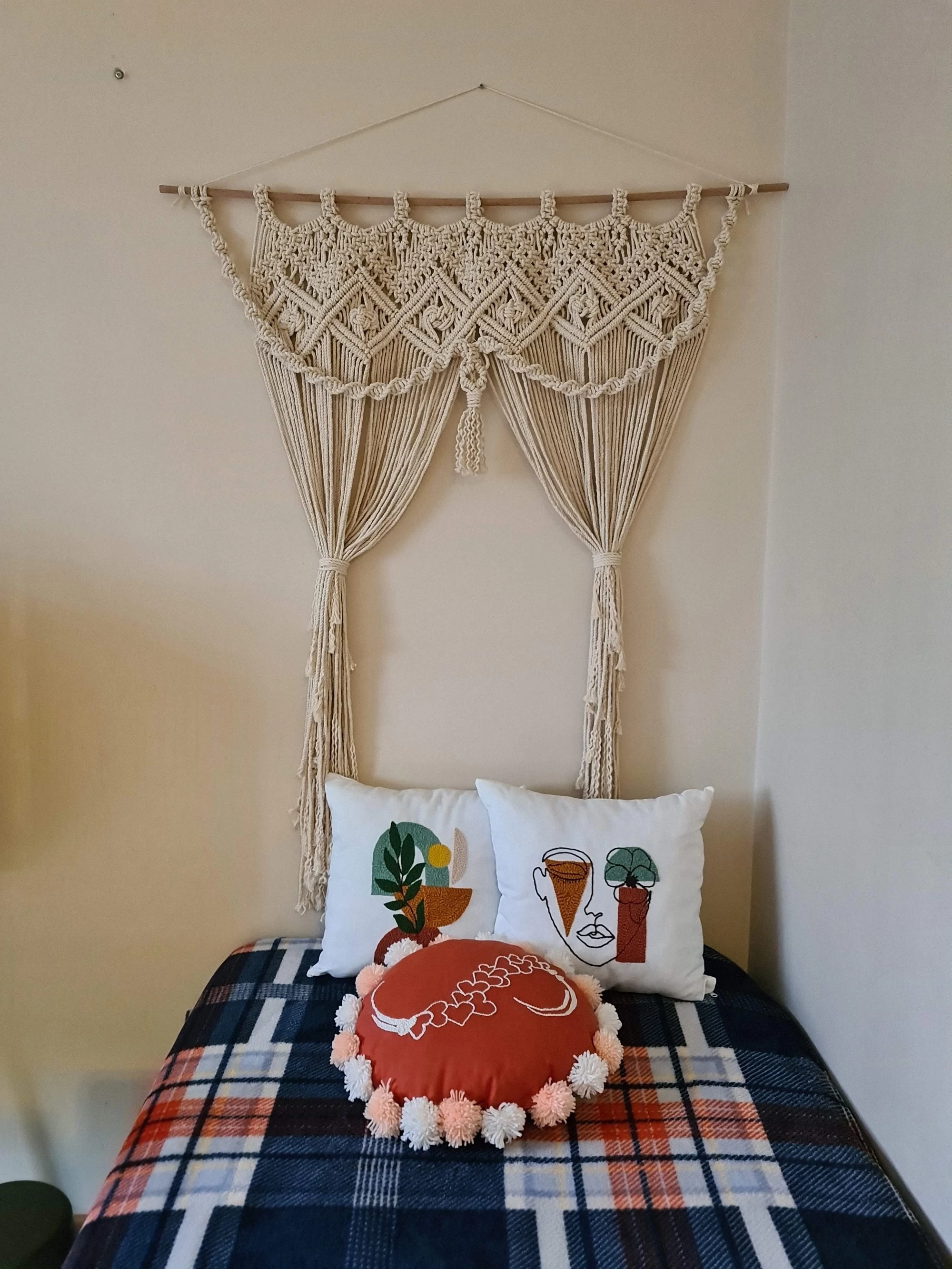 90x120 Makrome Dekoratif Perde, Kapı Perdesi, Duvar Süsü