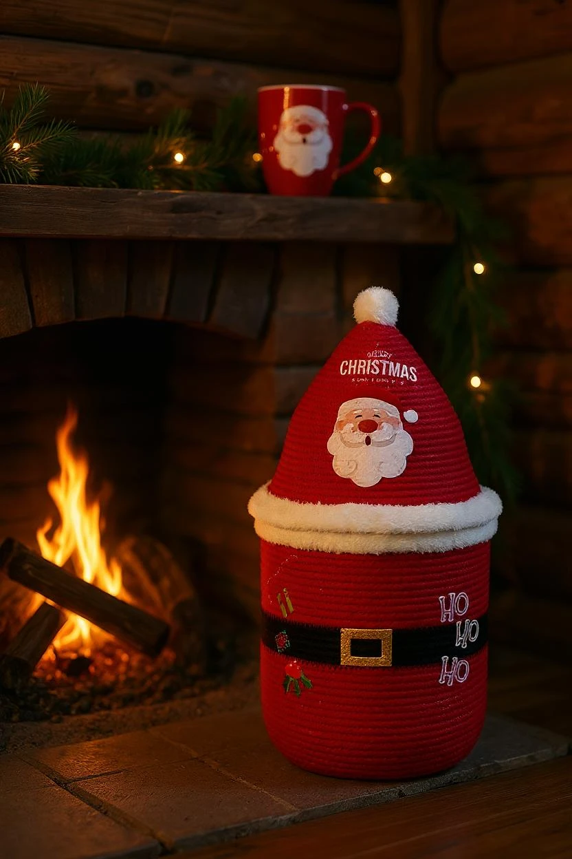 El yapımı tasarım Yılbaşı Noel Baba Temalı Sepet, Çok amaçlı sepet