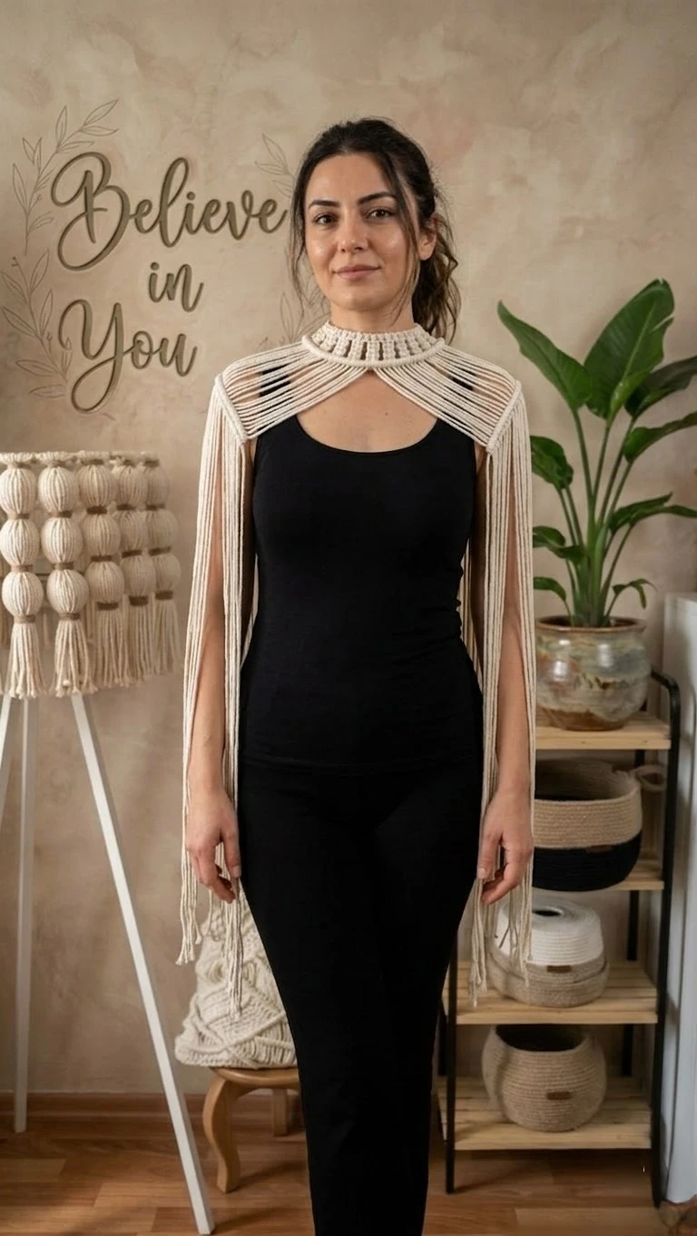 Makrome omuz pelerini, omuz aksesuarı