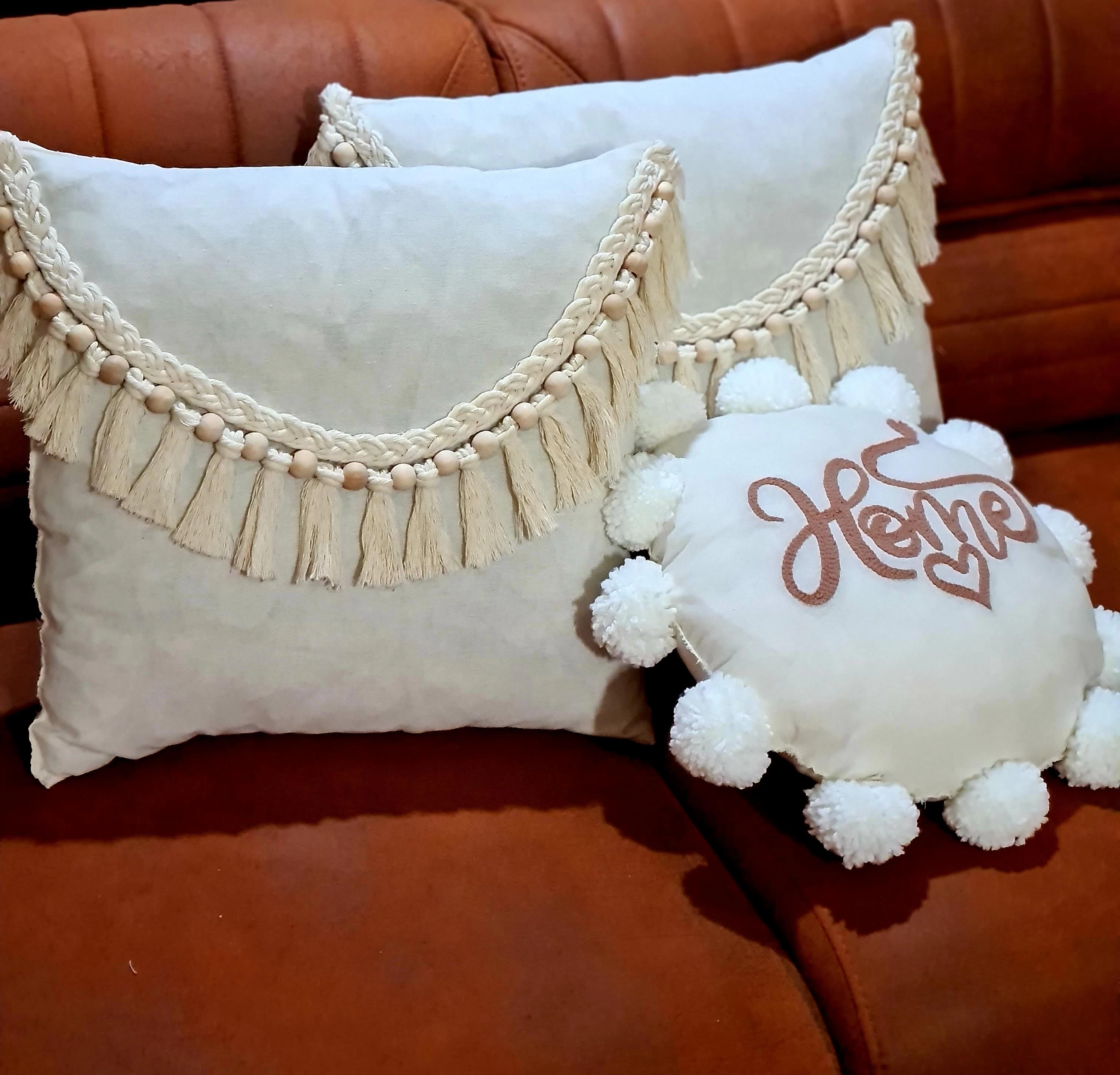 Püsküllü Boho Makrome Kırlent ( 1 ADET )