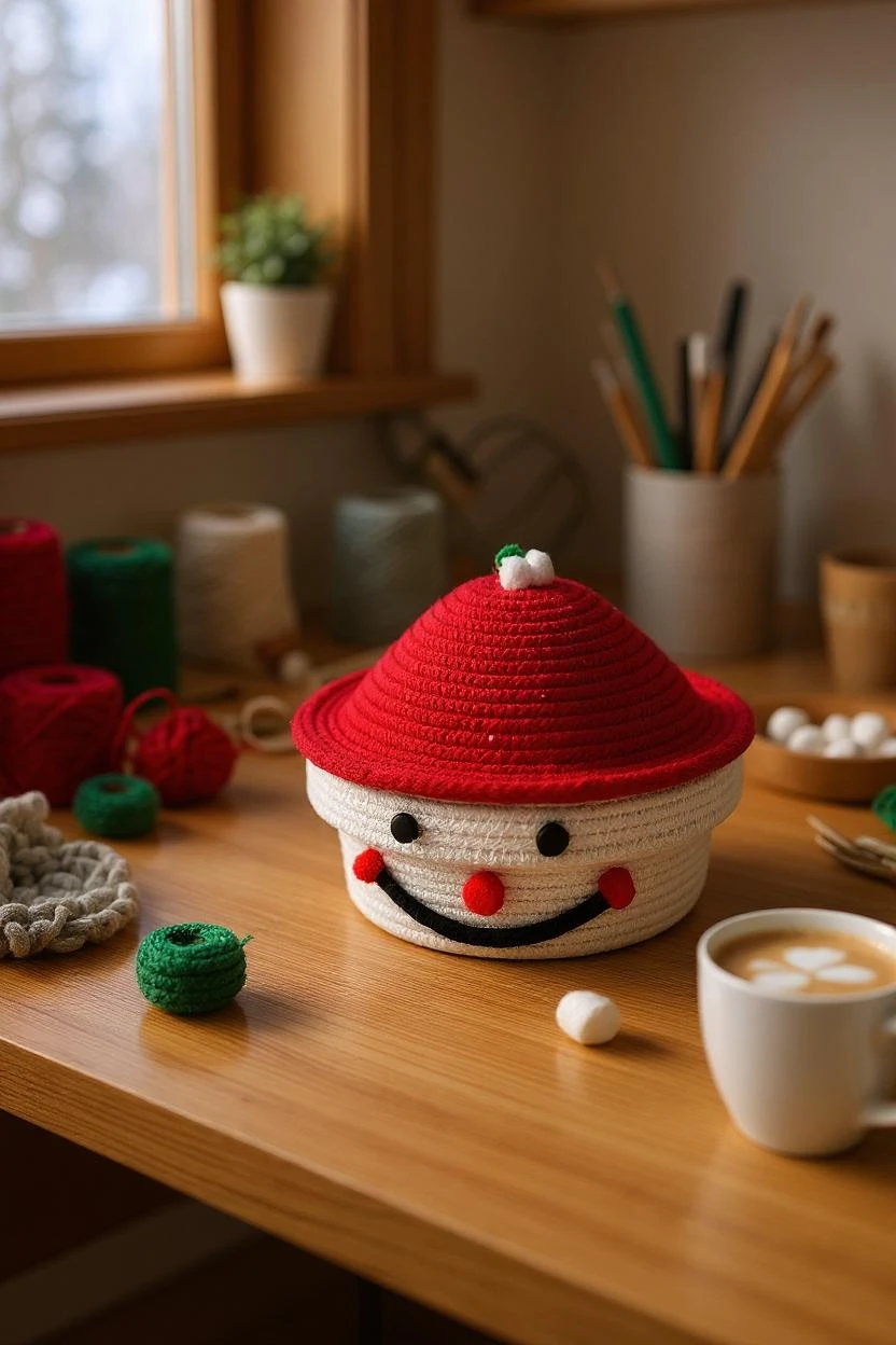 20x10 El yapımı kapaklı snowman sepet, hediyelik sepet